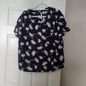 Old Navy Dark Blue and White Blouse